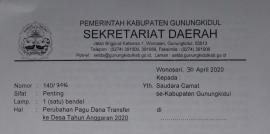 PERUBAHAN PAGU DANA TRANSFER KE 144 DESA KABUAPTEN GUNUNGKIDUL